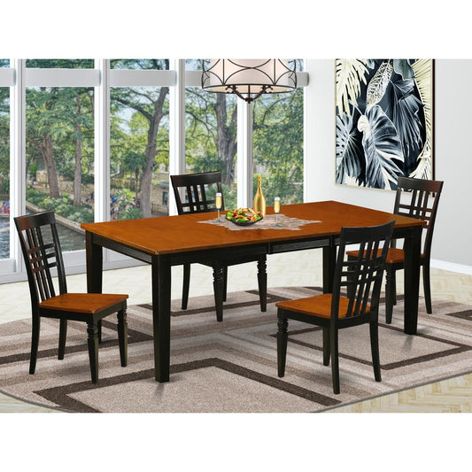 5 Pc Kitchen Table Set With A Dining Table And 4 Dining Chairs In Black And Cherry By East West Furniture | Dining Sets | Modishstore