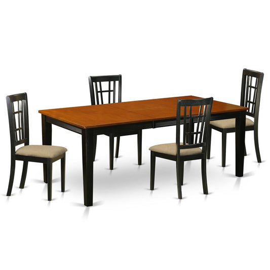 5 Pc Dining Set-Dining Table With 4 Wood Dining Chairs By East West Furniture - Quni5-Bch-C | Dining Sets | Modishstore