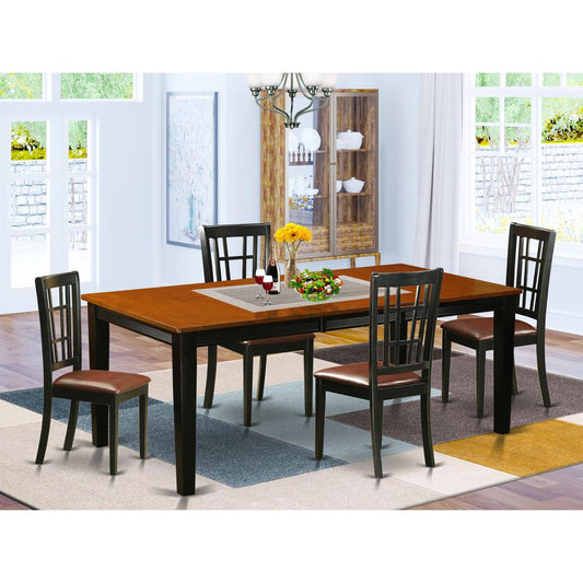 5 Pc Dining Set-Dining Table With 4 Wood Dining Chairs By East West Furniture - Quni5-Bch-Lc | Dining Sets | Modishstore