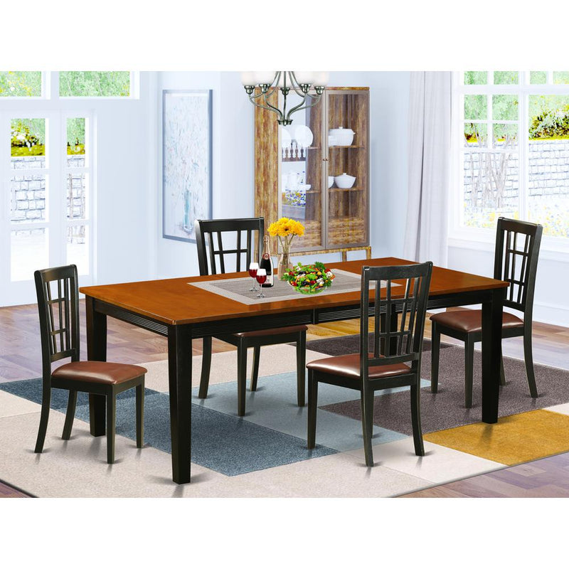5 Pc Dining Set-Dining Table With 4 Wood Dining Chairs By East West Furniture - Quni5-Bch-Lc | Dining Sets | Modishstore