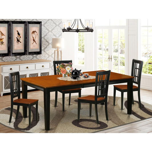 5 Pc Dining Set-Dining Table With 4 Wooden Dining Chairs By East West Furniture - Quni5-Bch-W | Dining Sets | Modishstore
