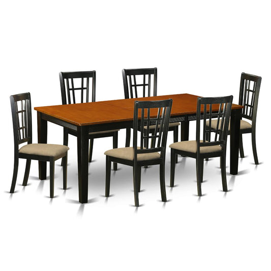 7 Pc Dining Set-Dining Table With 6 Wood Dining Chairs By East West Furniture - Quni7-Bch-C | Dining Sets | Modishstore