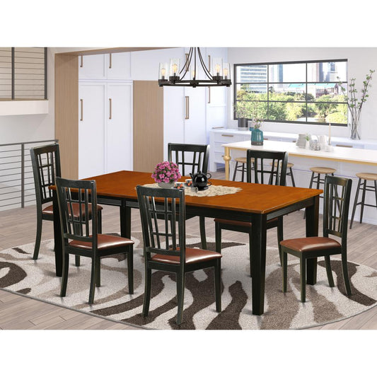 7 Pc Dining Set-Dining Table With 6 Wood Dining Chairs By East West Furniture - Quni7-Bch-Lc | Dining Sets | Modishstore