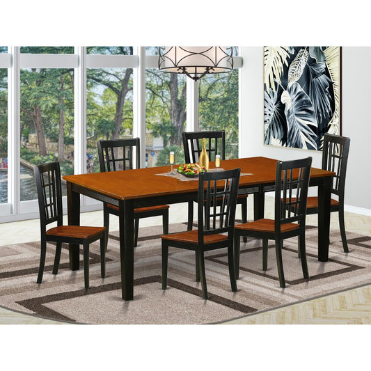 7 Pc Dining Set-Dining Table With 6 Wooden Dining Chairs By East West Furniture - Quni7-Bch-W | Dining Sets | Modishstore