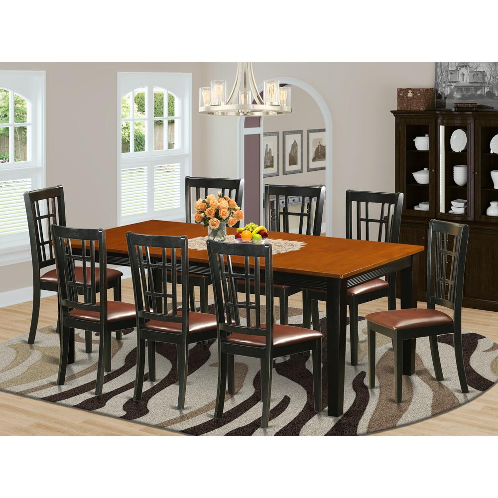 9 Pc Dining Set-Dining Table With 8 Wood Dining Chairs By East West Furniture - Quni9-Bch-Lc | Dining Sets | Modishstore