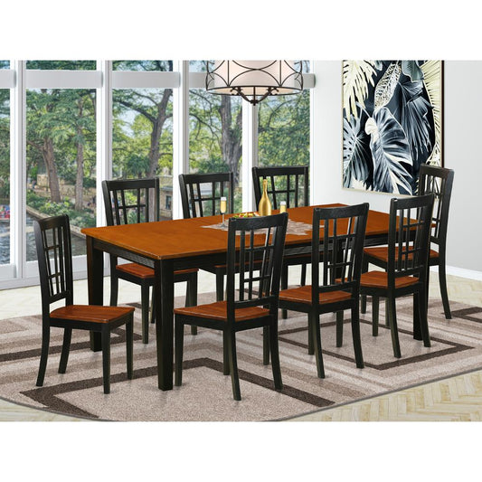 9 Pc Dining Room Set-Dining Table With 8 Wooden Dining Chairs By East West Furniture - Quni9-Bch-W | Dining Sets | Modishstore