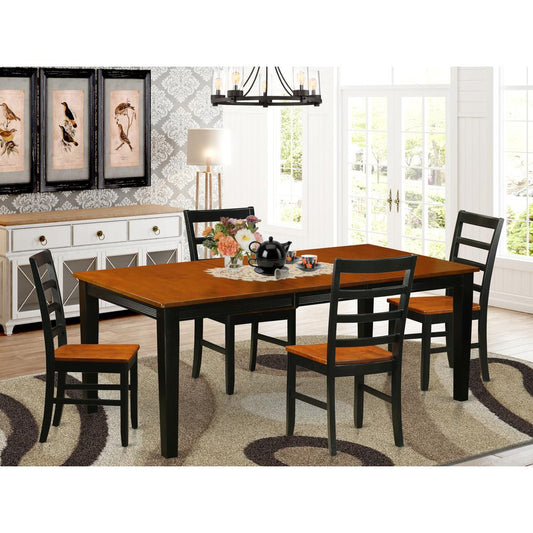 5 Pc Dining Room Set-Dining Table With 4 Wooden Dining Chairs By East West Furniture - Qupf5-Bch-W | Dining Sets | Modishstore