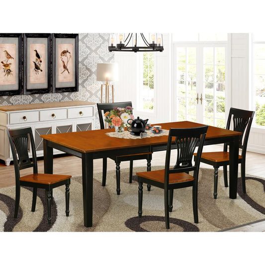 5 Pc Dining Room Set-Dining Table And 4 Wood Dining Chairs By East West Furniture - Qupl5-Bch-W | Dining Sets | Modishstore