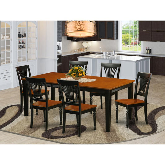 7 Pc Dining Room Set-Dining Table And 6 Wood Dining Chairs By East West Furniture - Qupl7-Bch-W | Dining Sets | Modishstore
