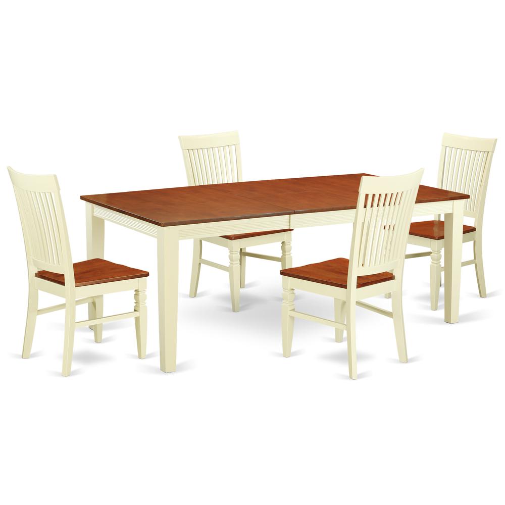 Dining Room Set Buttermilk & Cherry QUWE5-BMK-W By East West Furniture | Dining Sets | Modishstore - 2