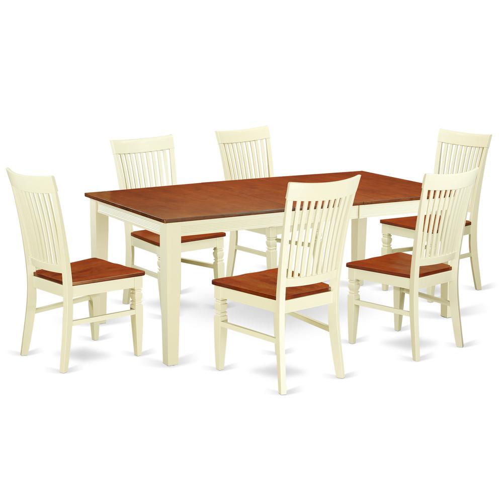 Dining Room Set Buttermilk & Cherry QUWE7-BMK-W By East West Furniture | Dining Sets | Modishstore - 2