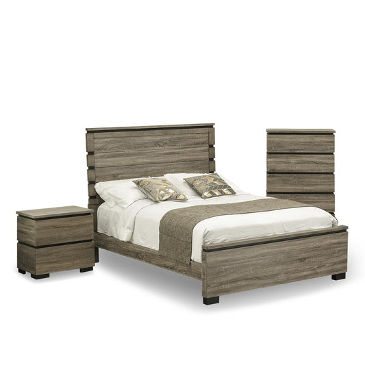 Savona 3 Piece Queen Size Bedroom Set In Antique Gray Finish By East West Furniture | Bedroom Sets | Modishstore