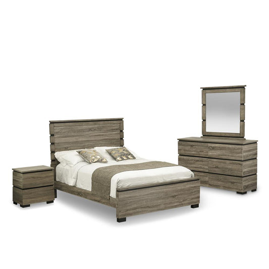 Savona 4 Piece Queen Size Bedroom Set In Antique Gray Finish By East West Furniture | Bedroom Sets | Modishstore