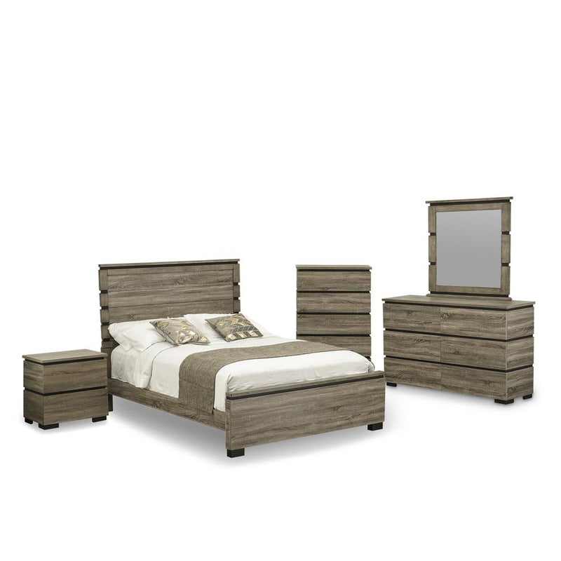 Savona 5 Piece Queen Size Bedroom Set In Antique Gray Finish By East West Furniture | Bedroom Sets | Modishstore