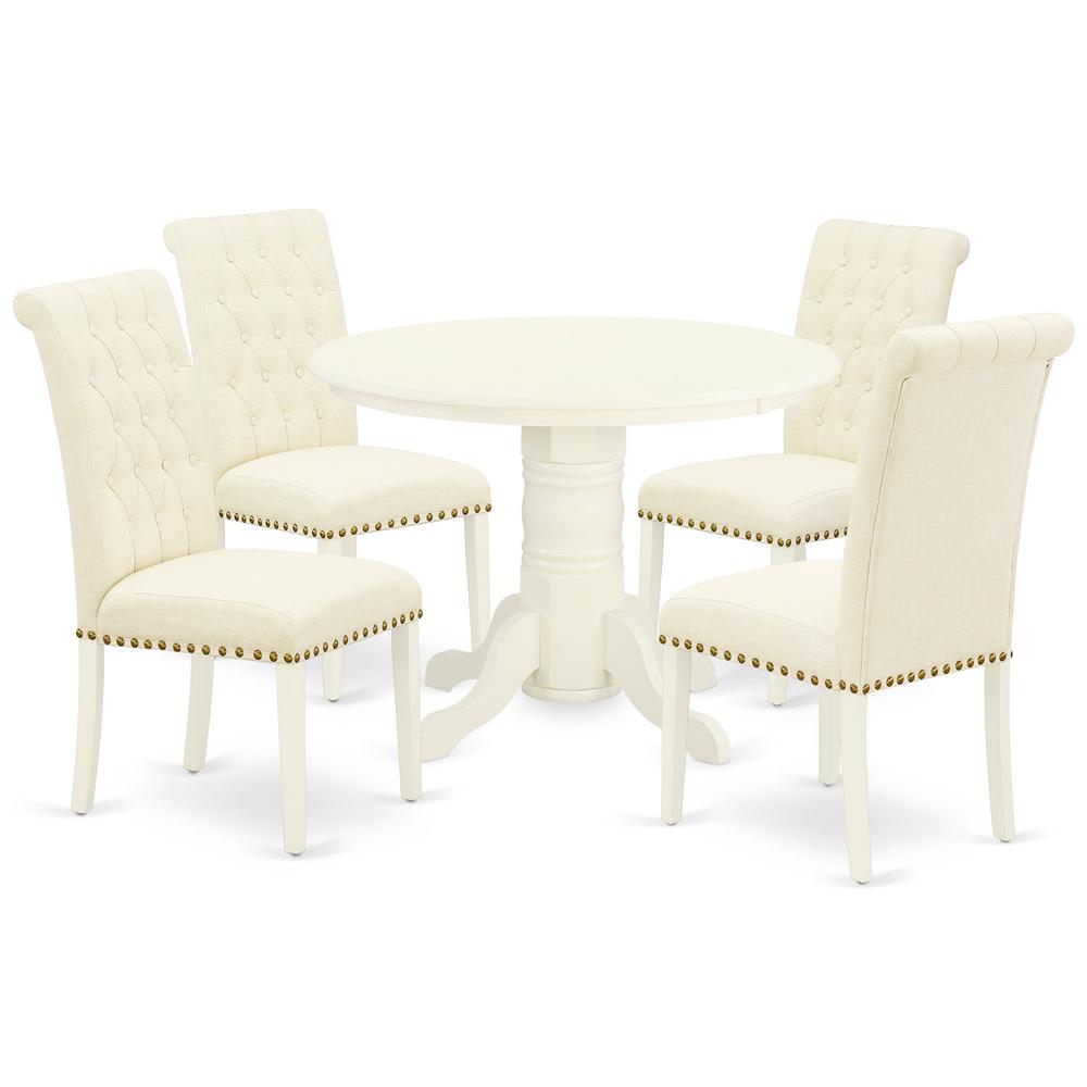 Dining Room Set Linen White SHBR5-WHI-02 By East West Furniture | Dining Sets | Modishstore - 2