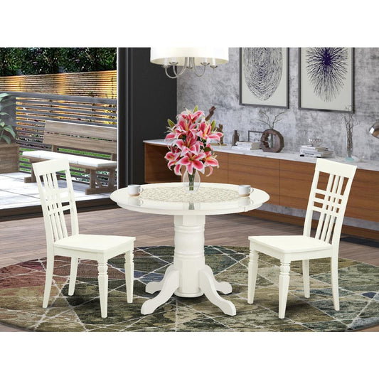 3 Pckitchen Table Set With A Dining Table And 2 Dining Chairs In Linen White By East West Furniture | Dining Sets | Modishstore