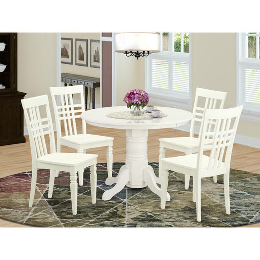 5 Pc Small Dinette Set With A Dining Table And 4 Dining Chairs In Linen White By East West Furniture | Dining Sets | Modishstore