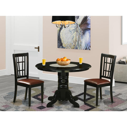 3 Pc Dining Room Set For 2-Dinette Table And 2 Dinette Chairs By East West Furniture - Shni3-Blk-Lc | Dining Sets | Modishstore