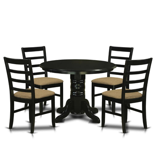 5 Pc Dining Room Set For 4-Dining Table And 4 Dining Chairs By East West Furniture - Shpf5-Blk-C | Dining Sets | Modishstore