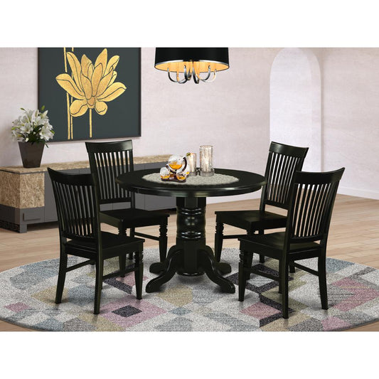 5 Pc Small Kitchen Table Set - Kitchen Table And 4 Dinette Chairs By East West Furniture - Shwe5-Blk-W | Dining Sets | Modishstore
