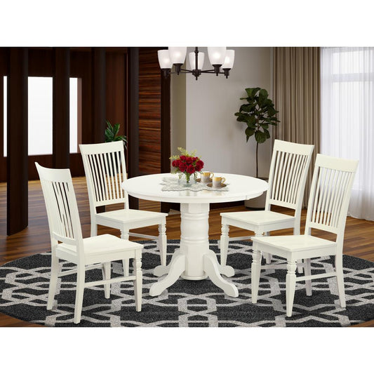 5 Pc Table Set For 4-Dinette Table And 4 Dining Chairs By East West Furniture - Shwe5-Whi-W | Dining Sets | Modishstore