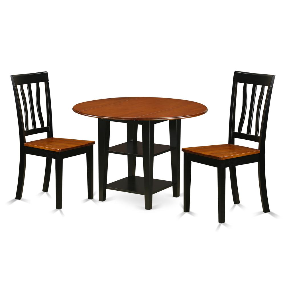 Dining Room Set Black & Cherry SUAN3-BCH-W By East West Furniture | Dining Sets | Modishstore - 2