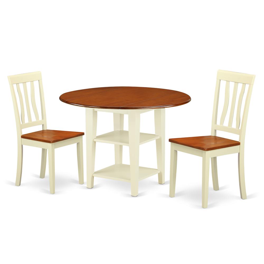 Dining Room Set Buttermilk & Cherry SUAN3-BMK-W By East West Furniture | Dining Sets | Modishstore - 2