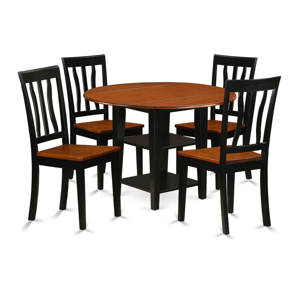 Dining Room Set Black & Cherry SUAN5-BCH-W By East West Furniture | Dining Sets | Modishstore - 2