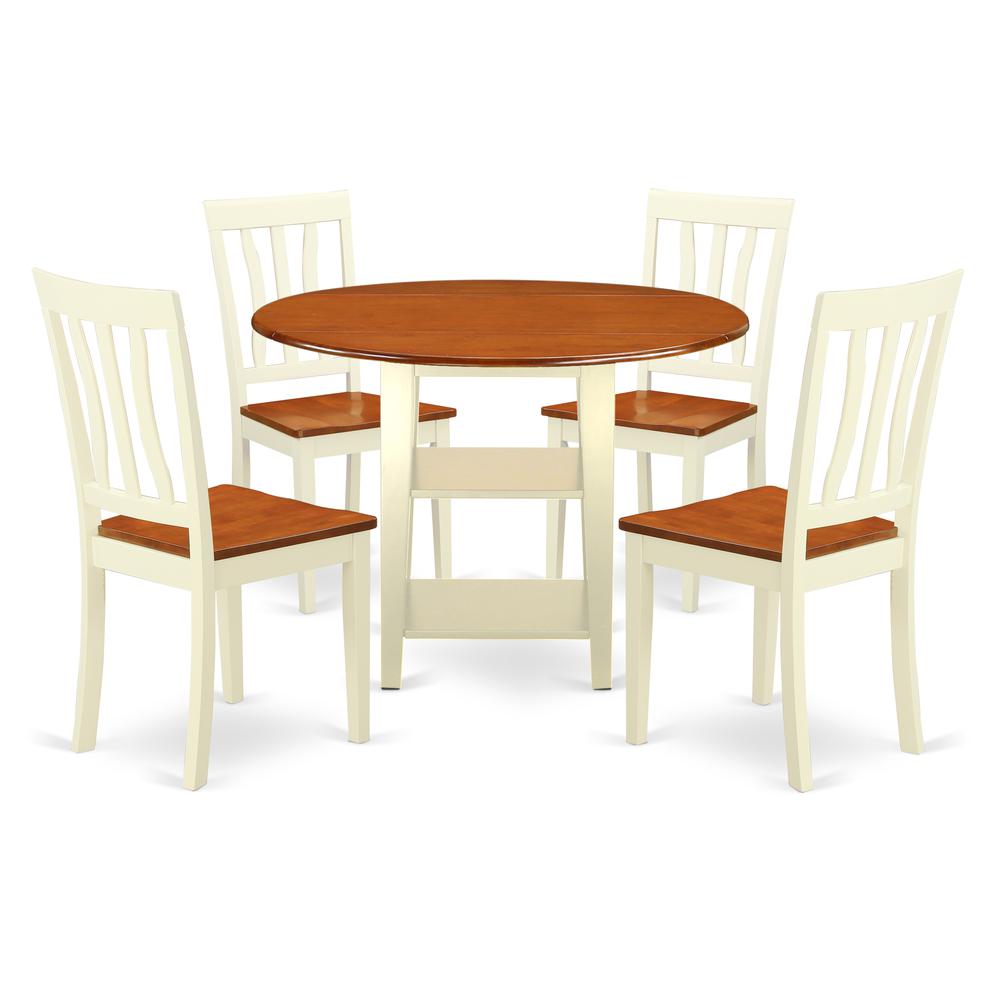 Dining Room Set Buttermilk & Cherry SUAN5-BMK-W By East West Furniture | Dining Sets | Modishstore - 2