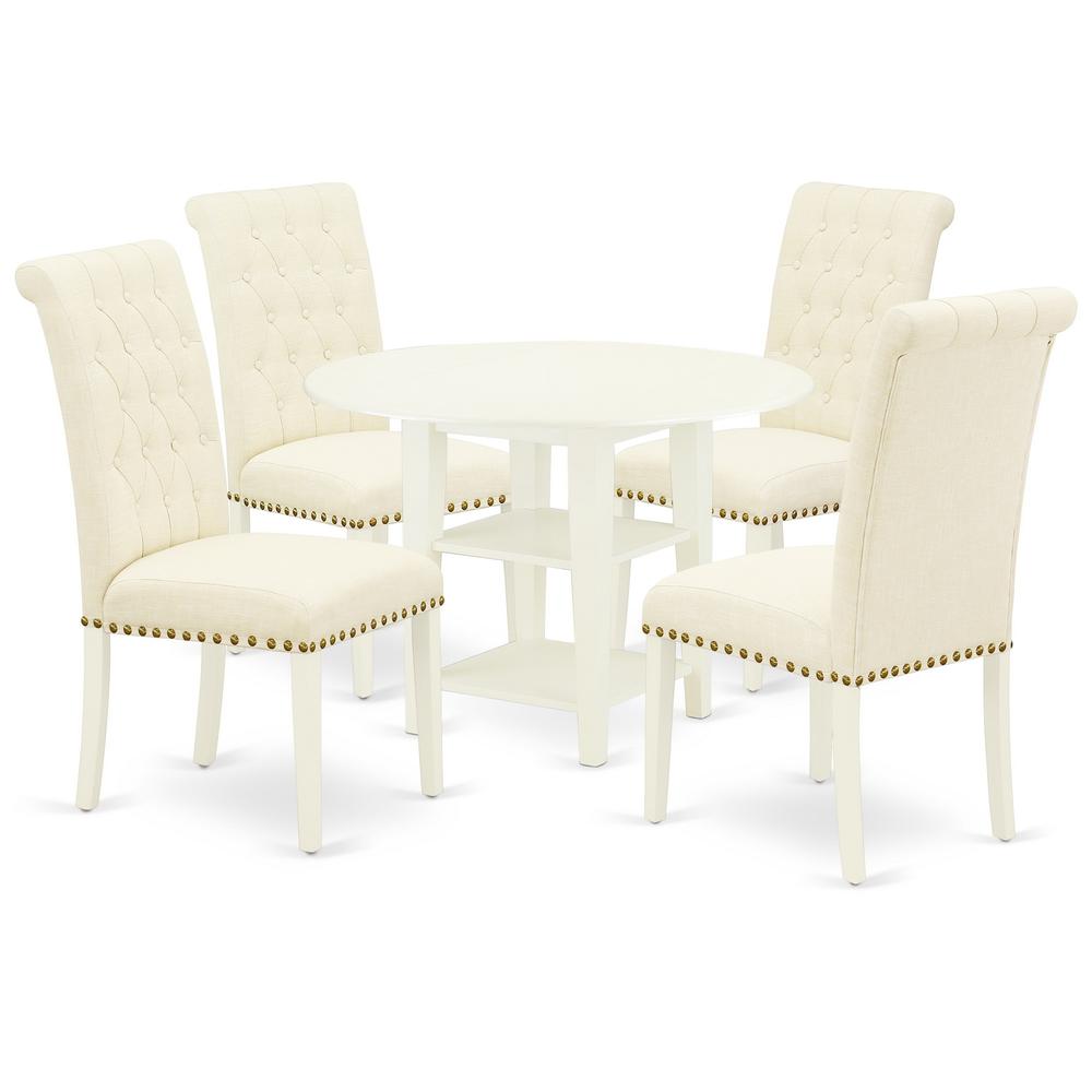 Dining Room Set Linen White SUBR5-LWH-02 By East West Furniture | Dining Sets | Modishstore - 2