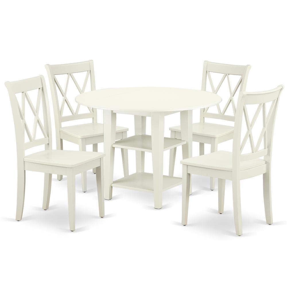 Dining Room Set Linen White SUCL5-LWH-W By East West Furniture | Dining Sets | Modishstore - 2