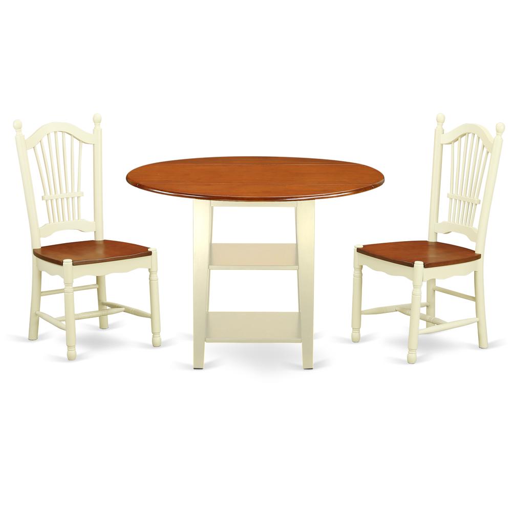 Dining Room Set Buttermilk & Cherry SUDO3-BMK-W By East West Furniture | Dining Sets | Modishstore - 2