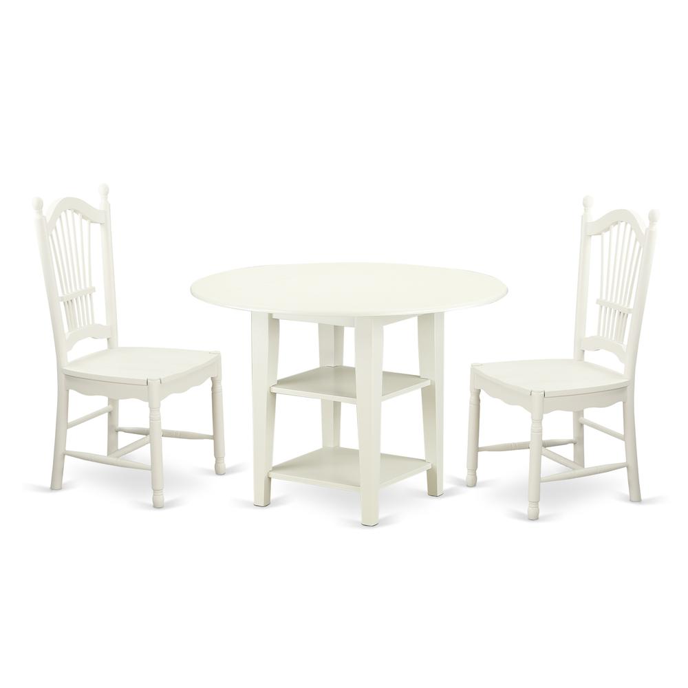 Dining Room Set Linen White SUDO3-LWH-W By East West Furniture | Dining Sets | Modishstore - 2
