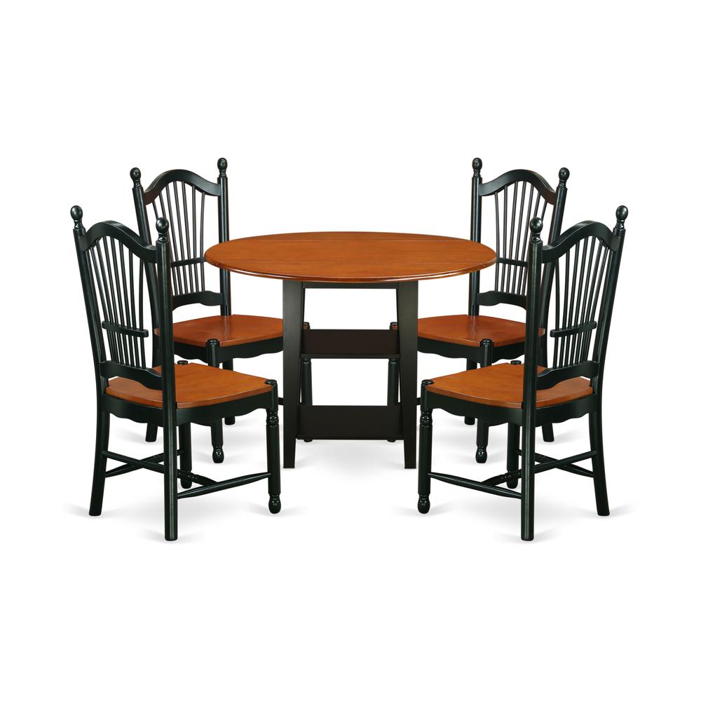 Dining Room Set Black & Cherry SUDO5-BCH-W By East West Furniture | Dining Sets | Modishstore - 2