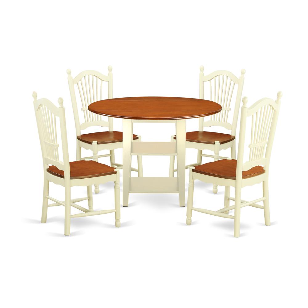 Dining Room Set Buttermilk & Cherry SUDO5-BMK-W By East West Furniture | Dining Sets | Modishstore - 2