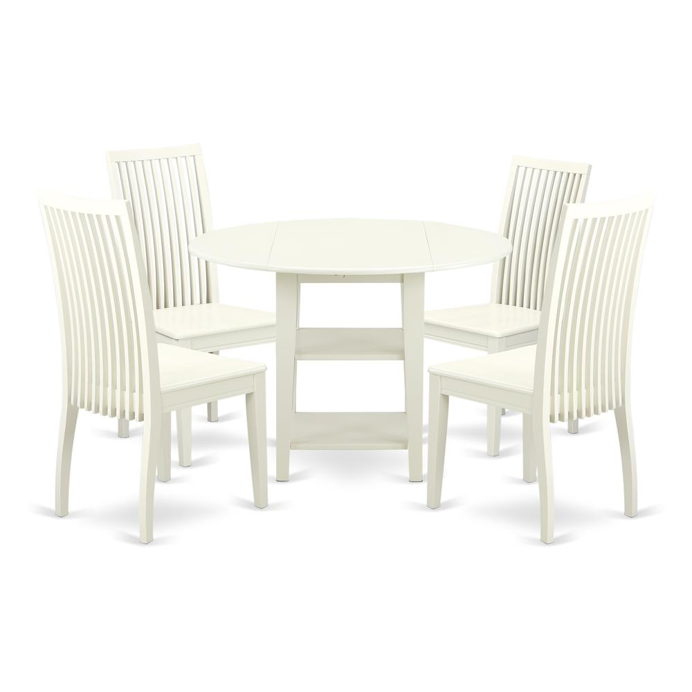 Dining Room Set Linen White SUIP5-LWH-W By East West Furniture | Dining Sets | Modishstore - 2