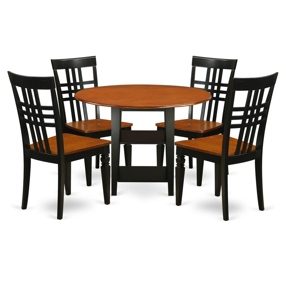 Dining Room Set Black & Cherry SULG5-BCH-W By East West Furniture | Dining Sets | Modishstore - 2
