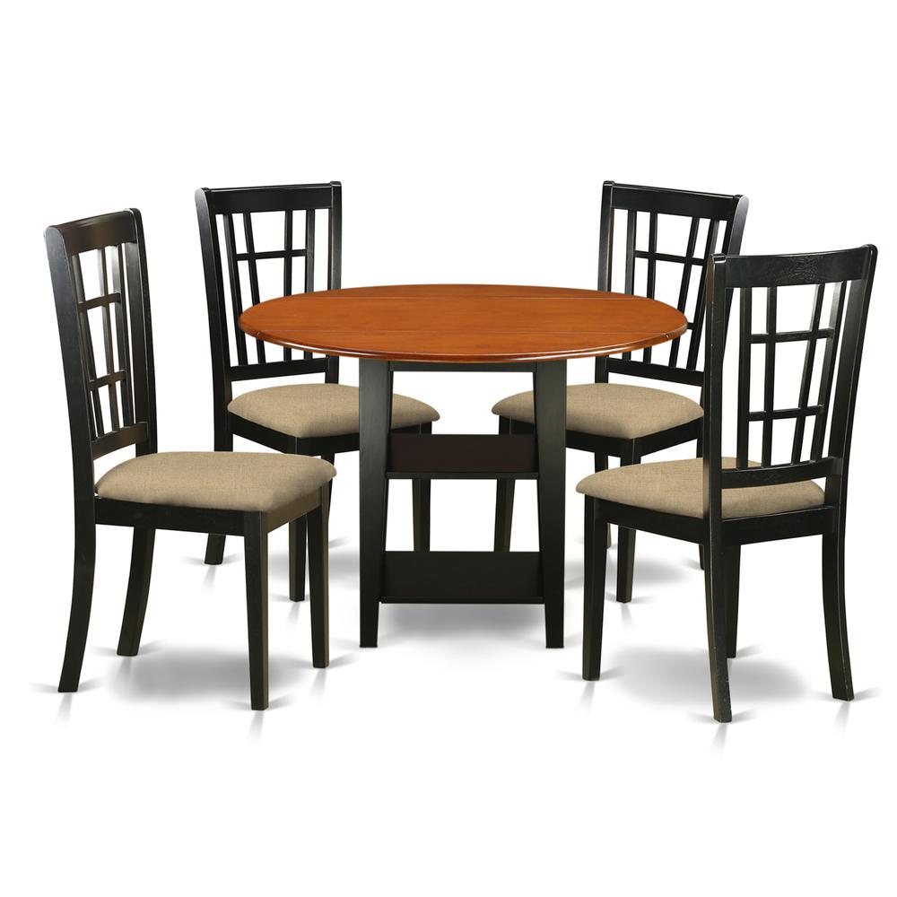 Dining Room Set Black & Cherry SUNI5-BCH-C By East West Furniture | Dining Sets | Modishstore - 2