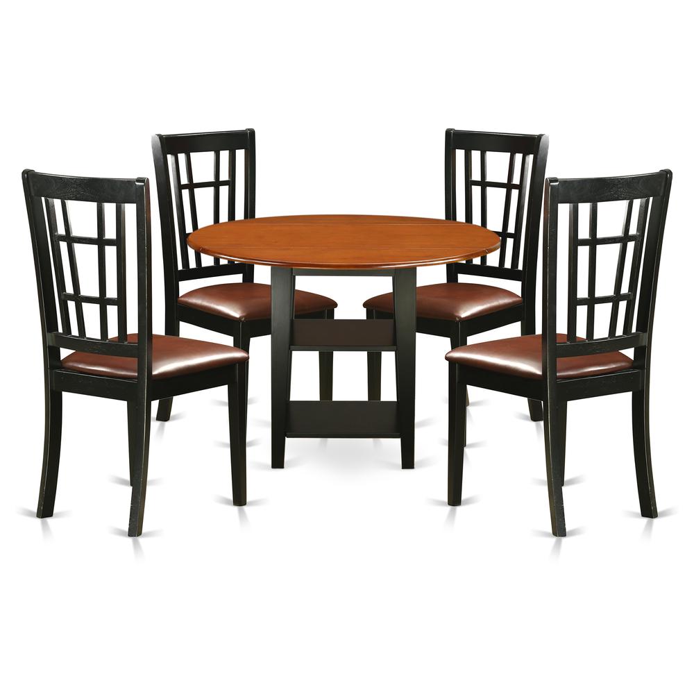 Dining Room Set Black & Cherry SUNI5-BCH-LC By East West Furniture | Dining Sets | Modishstore - 2