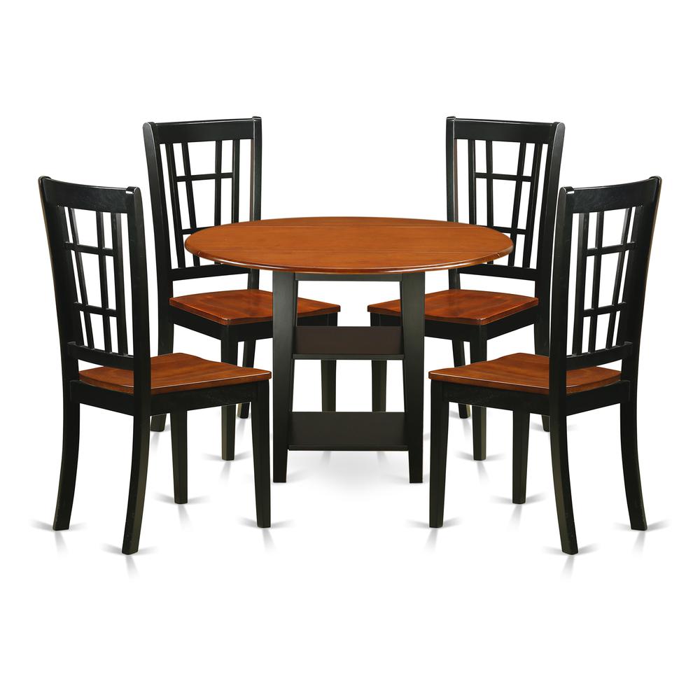 Dining Room Set Black & Cherry SUNI5-BCH-W By East West Furniture | Dining Sets | Modishstore - 2