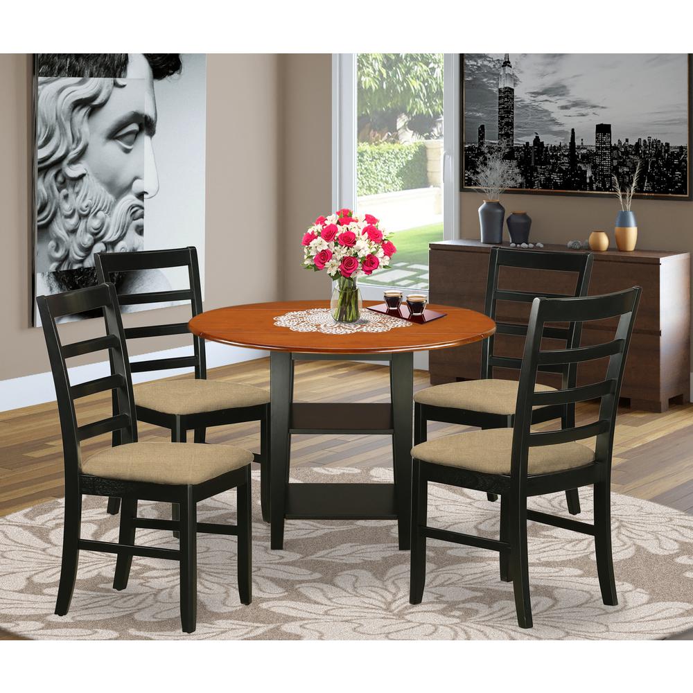 Dining Room Set Black & Cherry SUPF5-BCH-C By East West Furniture | Dining Sets | Modishstore - 2