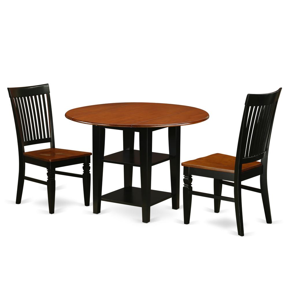 Dining Room Set Black & Cherry SUWE3-BCH-W By East West Furniture | Dining Sets | Modishstore - 2