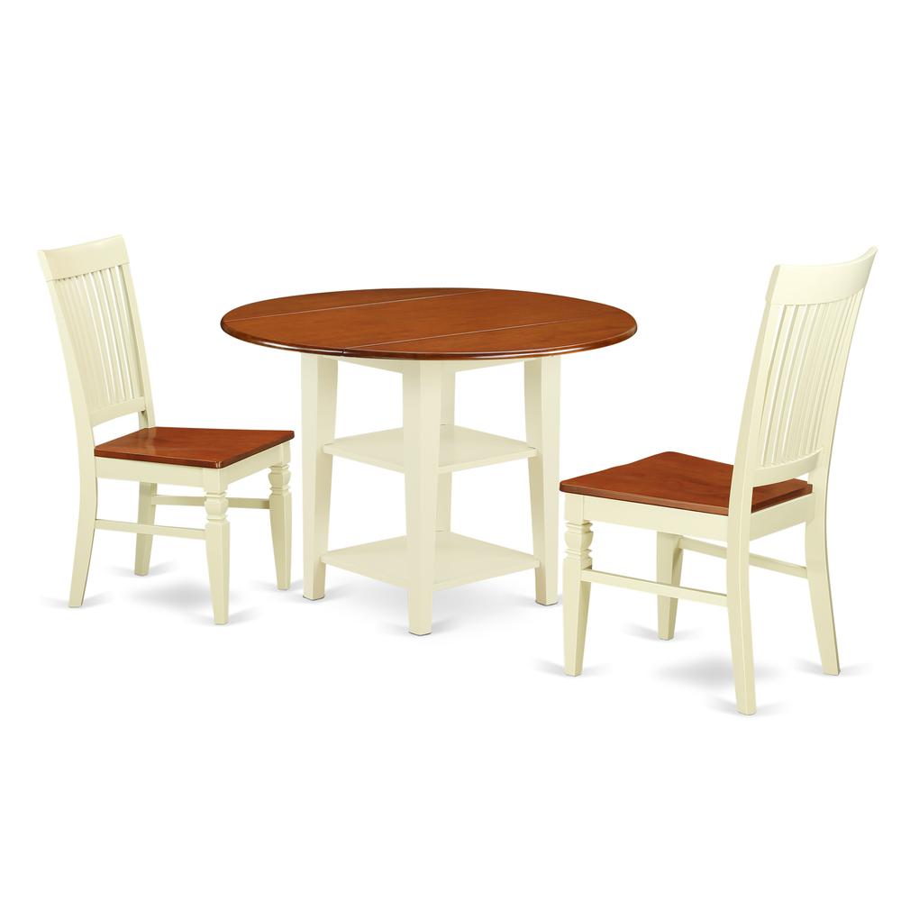 Dining Room Set Buttermilk & Cherry SUWE3-BMK-W By East West Furniture | Dining Sets | Modishstore - 2