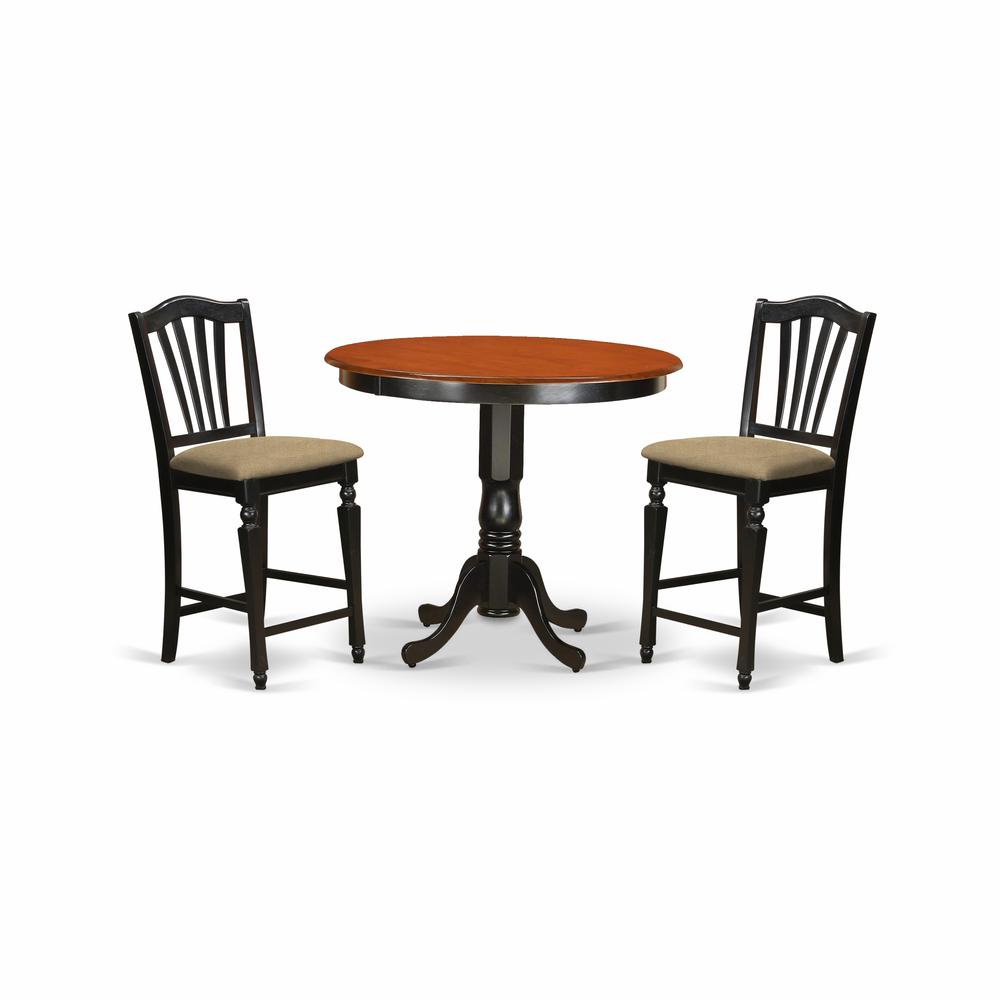 Trch3-Blk-C 3 Pc Counter Height Pub Set - High Top Table And 2 Counter Height Stool. By East West Furniture | Bar Stools & Table | Modishstore