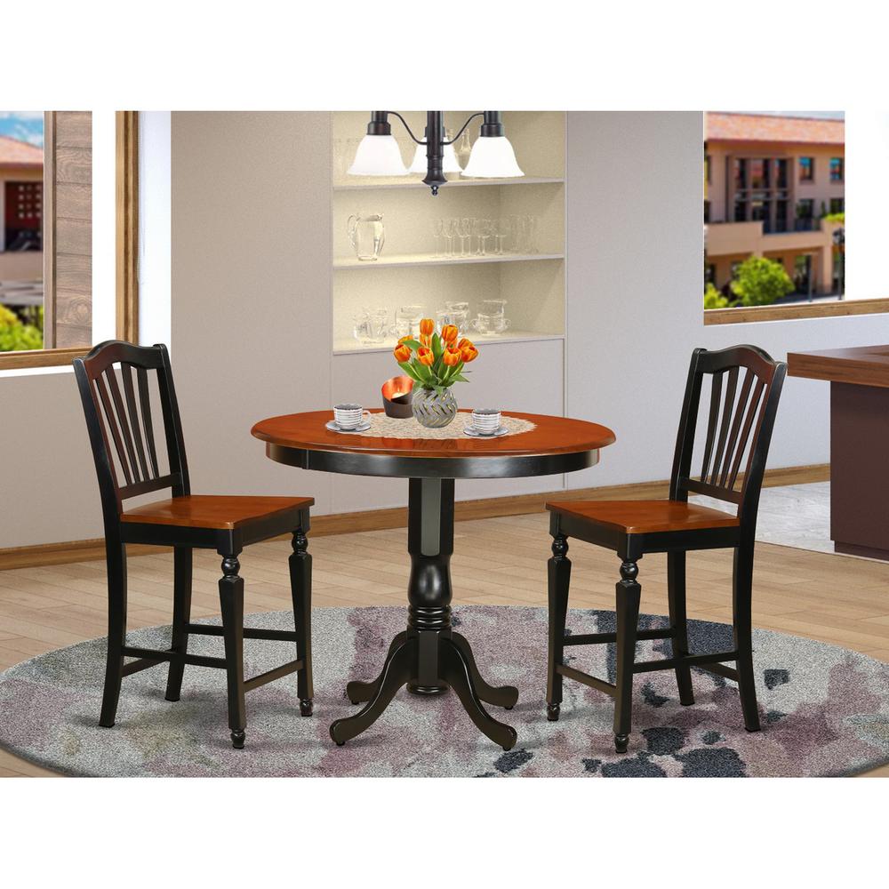 3 Pc Counter Height Table And Chair Set-Pub Table And 2 Kitchen Chairs. By East West Furniture | Bar Stools & Table | Modishstore