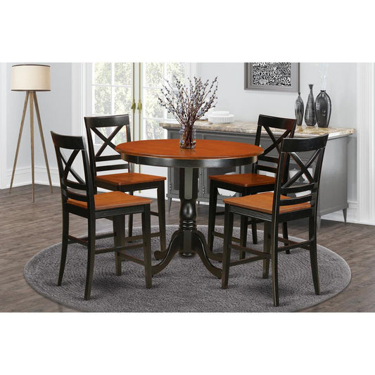 5 Pc Counter Height Dining Set - Small Kitchen Table And 4 Bar Stools With Backs. By East West Furniture | Bar Stools & Table | Modishstore