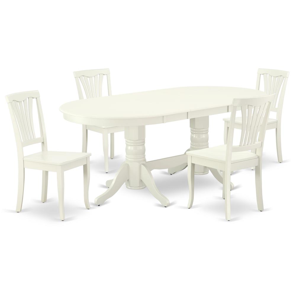 Dining Room Set Linen White VAAV5-LWH-W By East West Furniture | Dining Sets | Modishstore - 2