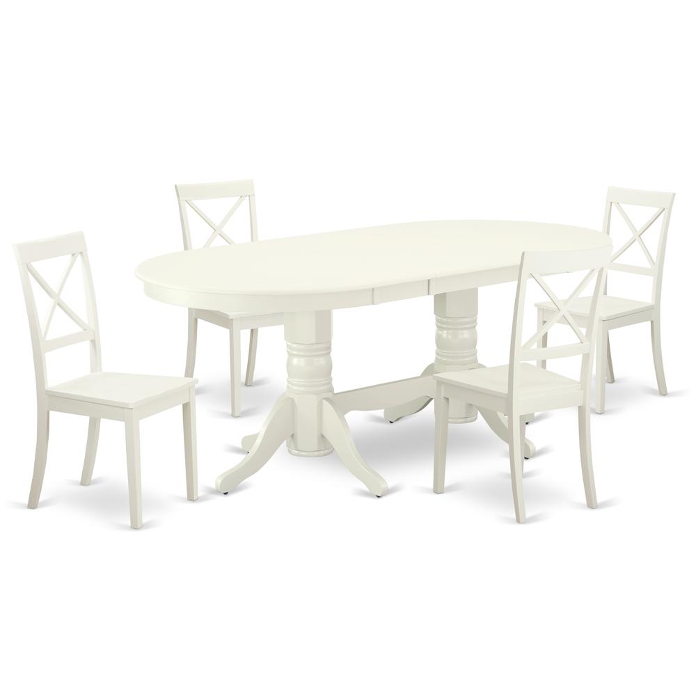 Dining Room Set Linen White VABO5-LWH-W By East West Furniture | Dining Sets | Modishstore - 2