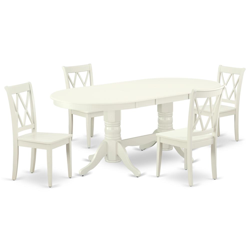 Dining Room Set Linen White VACL5-LWH-W By East West Furniture | Dining Sets | Modishstore - 2