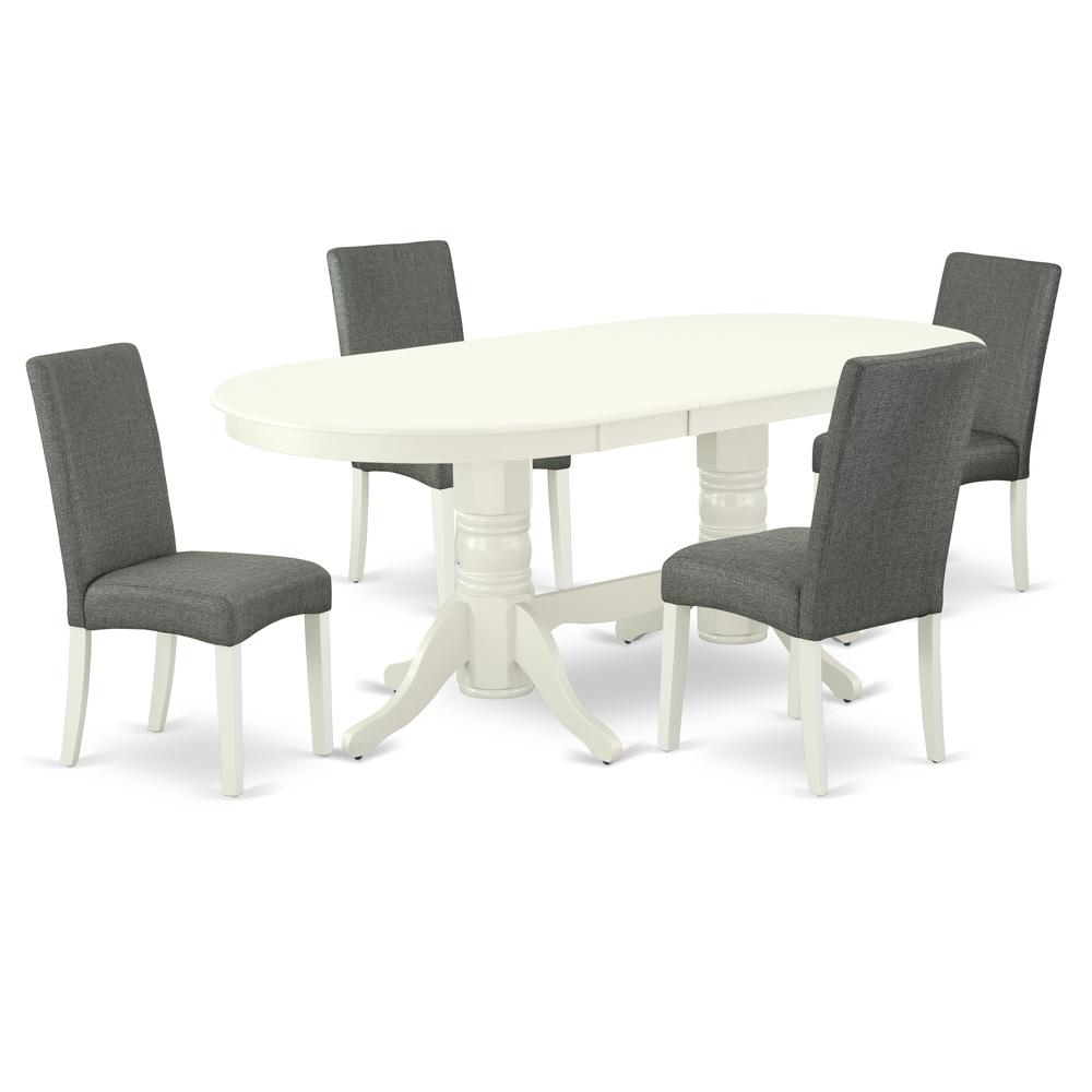 Dining Room Set Linen White VADR5-LWH-07 By East West Furniture | Dining Sets | Modishstore - 2